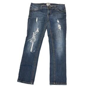 Vintage Blue Asphalt Y2K Jeans Junior 9 Roll Cuff Crop Low Rise Denim Pants